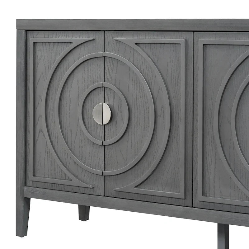Retro Sideboard door with Circular Groove Design cabinets - N/A