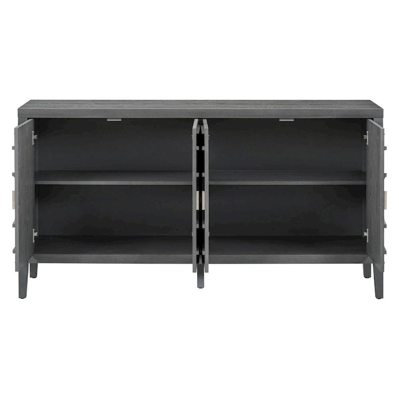 Retro Sideboard door with Circular Groove Design cabinets - N/A