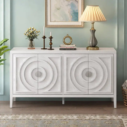 Retro Sideboard door with Circular Groove Design cabinets - N/A