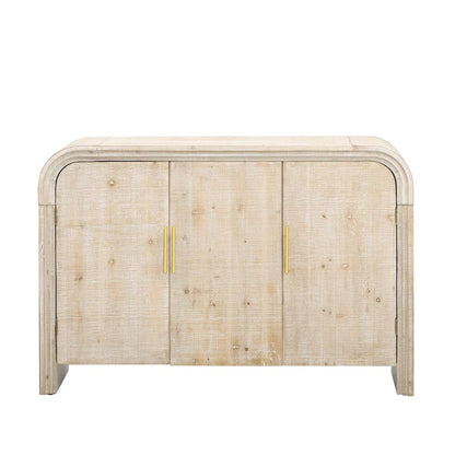 Retro Minimalist Curved Sideboard with Gold Handles - N/A