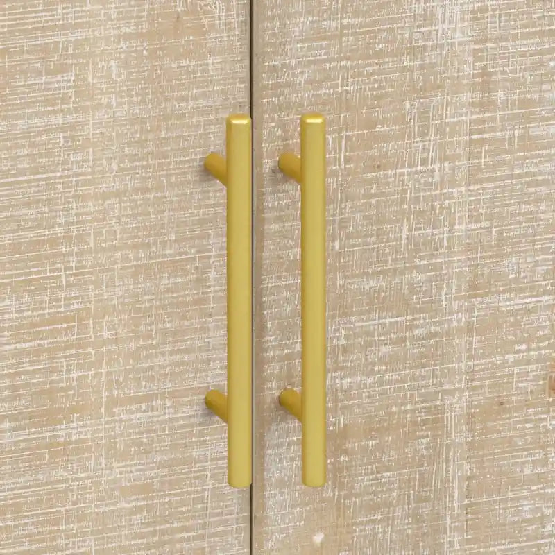 Retro Minimalist Curved Sideboard with Gold Handles - N/A