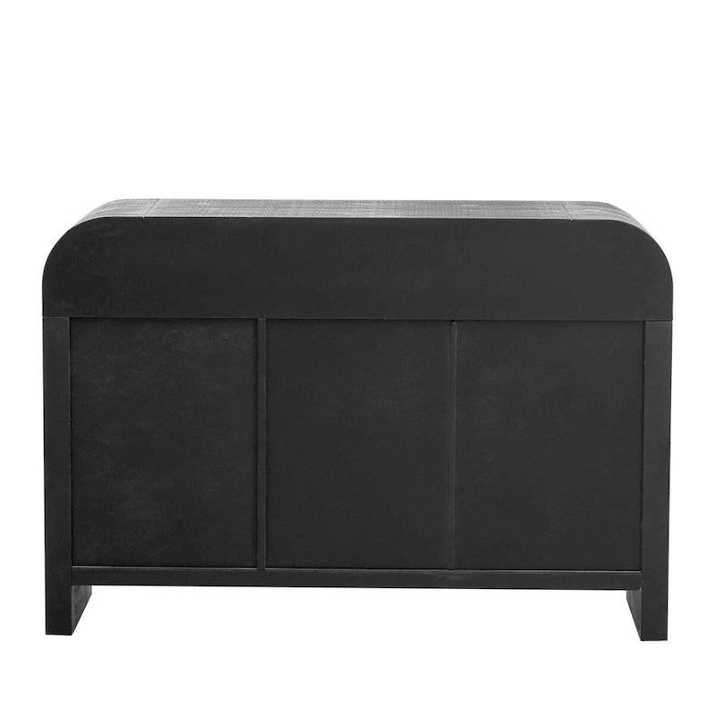 Retro Minimalist Curved Sideboard with Gold Handles - N/A