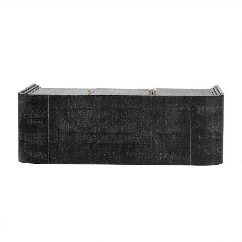 Retro Minimalist Curved Sideboard with Gold Handles - N/A