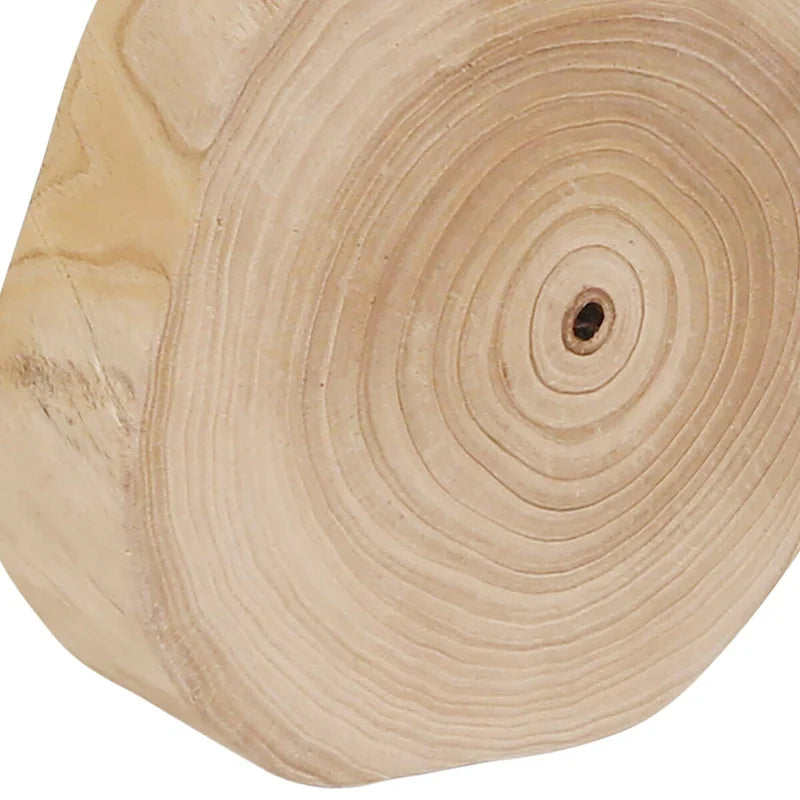 16H Wooden Stool with Live-Edge Round Top and Triangle Footrest Base, Natural Finish Perfect for Extra