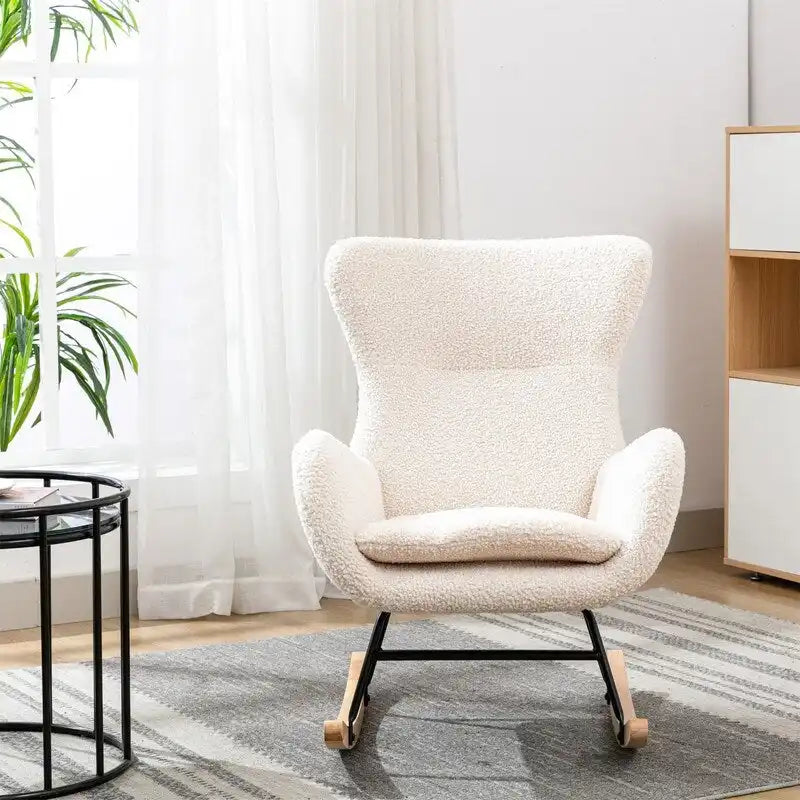 Teddy Fabric Padded Seat Rocking Chair