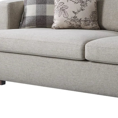 HomeRoots 92 Beige Fabric Sofa And Toss Pillows With Brown Legs - 92