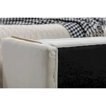 Velvet Fabric Storage Bench Bedroom Bench With Gold Metal Trim Strip For Living Room Bedroom Indoor