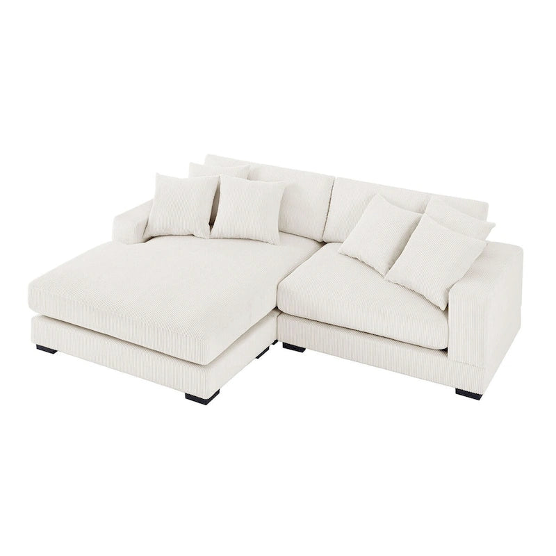 106.28inch Sectional Couch Covers L Shaped Corduroy Sofa Covers Chaise Lounge Cover 2 Pieces with 6pcs Pillows