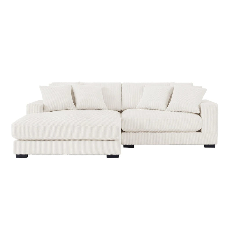 106.28inch Sectional Couch Covers L Shaped Corduroy Sofa Covers Chaise Lounge Cover 2 Pieces with 6pcs Pillows