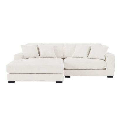 106.28inch Sectional Couch Covers L Shaped Corduroy Sofa Covers Chaise Lounge Cover 2 Pieces with 6pcs Pillows