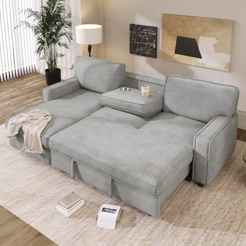 Upholstery Sleeper Sectional Sofa with Storage and USB port