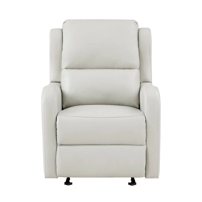 Kim 39 Inch Glider Manual Recliner Chair, Off White Faux Leather