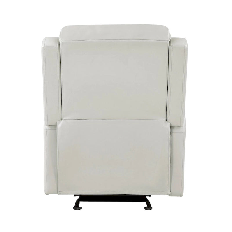 Kim 39 Inch Glider Manual Recliner Chair, Off White Faux Leather
