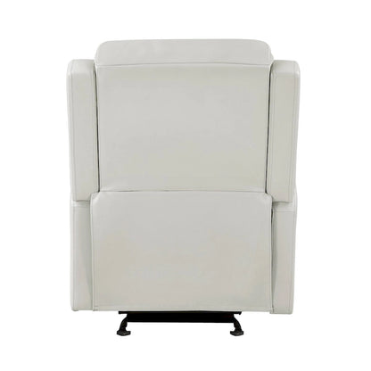 Kim 39 Inch Glider Manual Recliner Chair, Off White Faux Leather