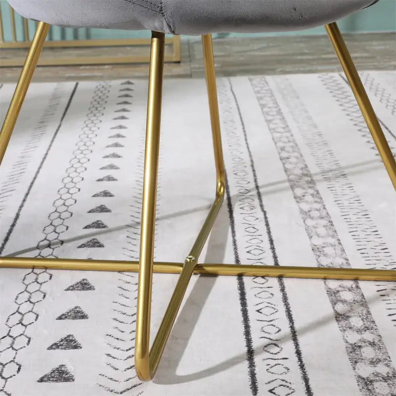 Silky Velvet Upholstered Accent Chair with Gold Tone Finished Base