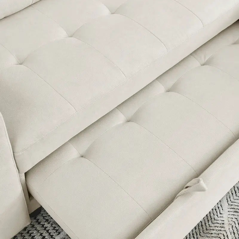 78.5-inch Beige Reversible Sleeper Sectional Sofa with Storage Chaise and Side Storage Bag - 78.5W x 49D x 31H