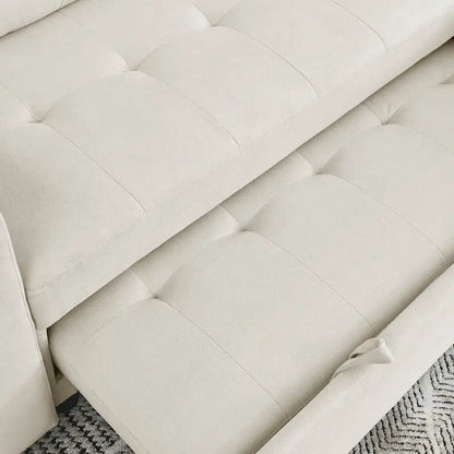 78.5-inch Beige Reversible Sleeper Sectional Sofa with Storage Chaise and Side Storage Bag - 78.5W x 49D x 31H