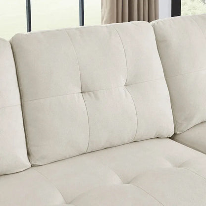 78.5-inch Beige Reversible Sleeper Sectional Sofa with Storage Chaise and Side Storage Bag - 78.5W x 49D x 31H