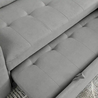 78.5-inch Beige Reversible Sleeper Sectional Sofa with Storage Chaise and Side Storage Bag - 78.5W x 49D x 31H