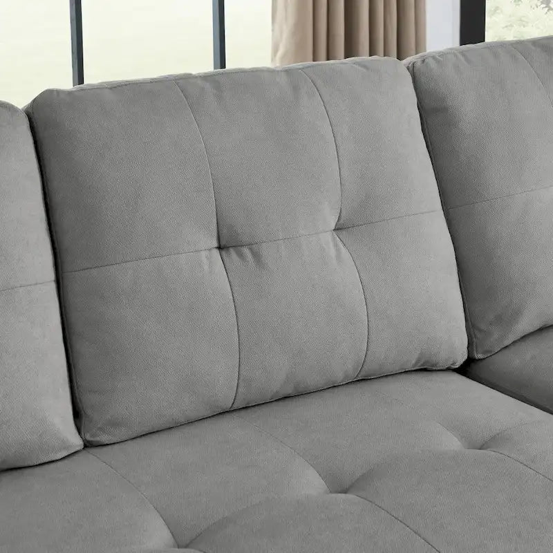 78.5-inch Beige Reversible Sleeper Sectional Sofa with Storage Chaise and Side Storage Bag - 78.5W x 49D x 31H