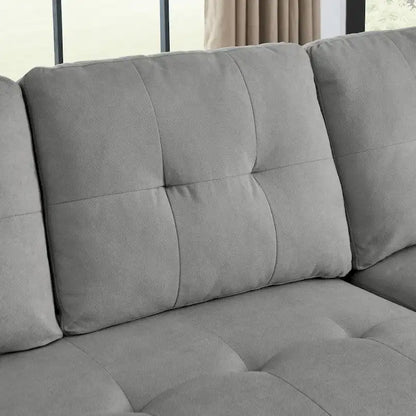 78.5-inch Beige Reversible Sleeper Sectional Sofa with Storage Chaise and Side Storage Bag - 78.5W x 49D x 31H