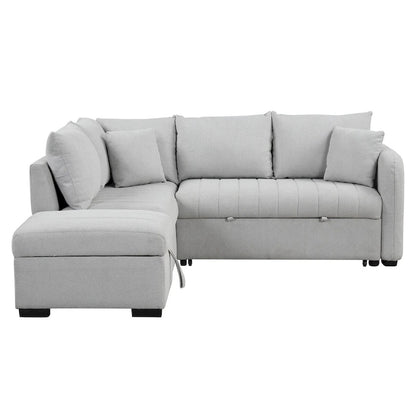 MERAX L-shaped Sectional Pull Out Sleeper Sofa with Storage Ottoman