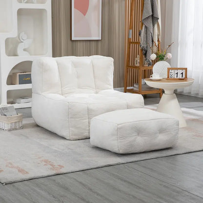 Fluffy bean bag chair with memory foam and ottoman