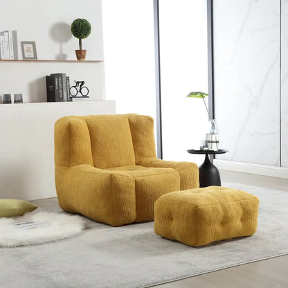Fluffy bean bag chair with memory foam and ottoman