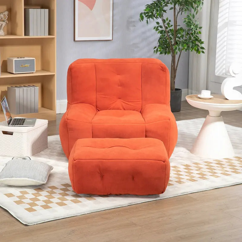 Fluffy bean bag chair with memory foam and ottoman