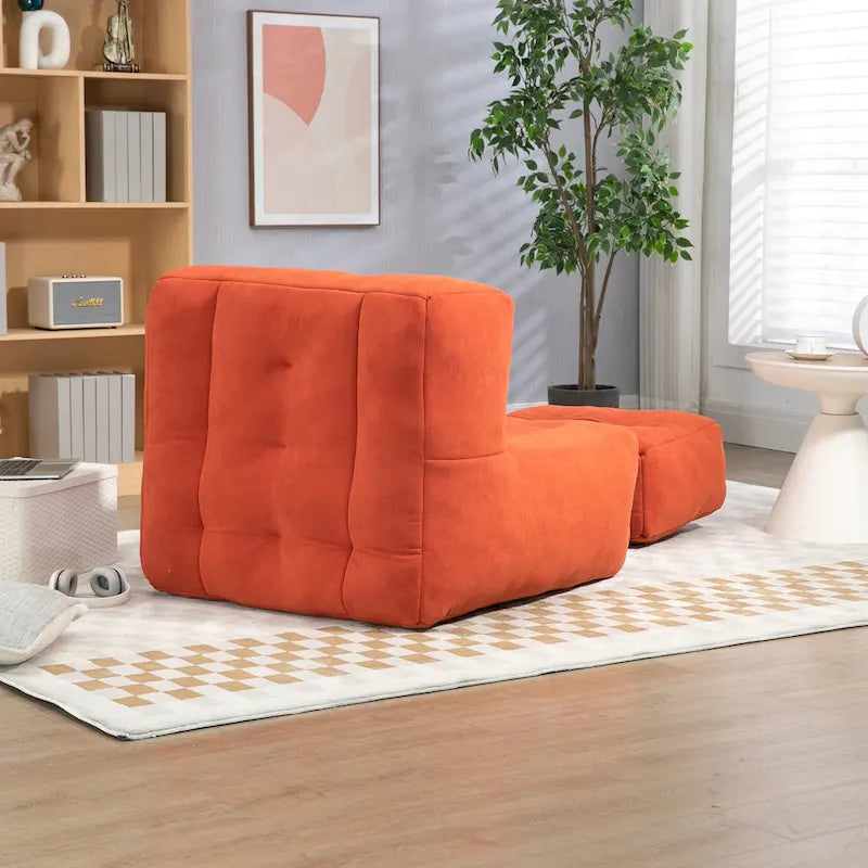Fluffy bean bag chair with memory foam and ottoman
