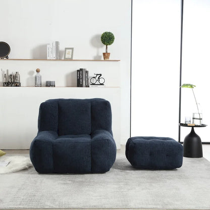 Fluffy bean bag chair with memory foam and ottoman