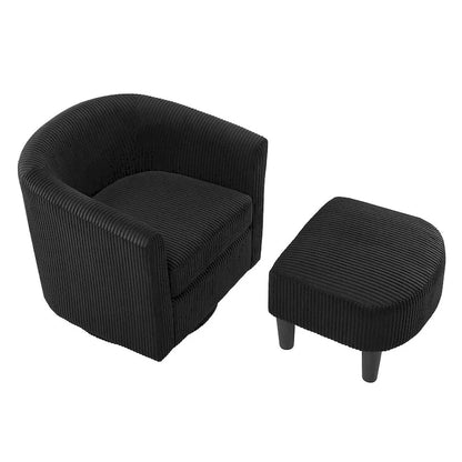 Swivel Accent Chair 360 Comfy Recliner Corduroy Arm Chair Single Sofa with Ottoman for Living Room Bedroom