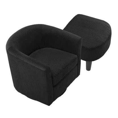 Swivel Accent Chair 360 Comfy Recliner Corduroy Arm Chair Single Sofa with Ottoman for Living Room Bedroom