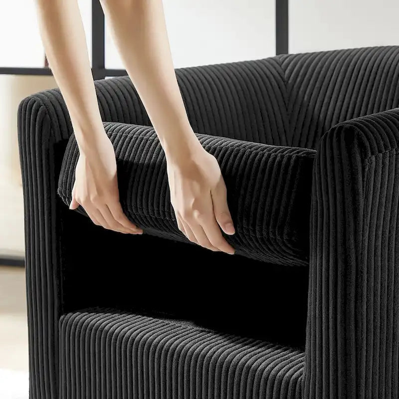 Swivel Accent Chair 360 Comfy Recliner Corduroy Arm Chair Single Sofa with Ottoman for Living Room Bedroom