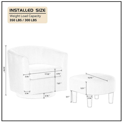 Swivel Accent Chair 360 Comfy Recliner Corduroy Arm Chair Single Sofa with Ottoman for Living Room Bedroom