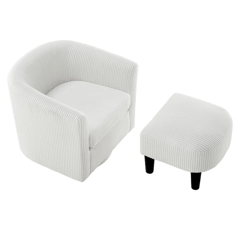 Swivel Accent Chair 360 Comfy Recliner Corduroy Arm Chair Single Sofa with Ottoman for Living Room Bedroom