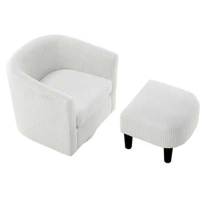 Swivel Accent Chair 360 Comfy Recliner Corduroy Arm Chair Single Sofa with Ottoman for Living Room Bedroom