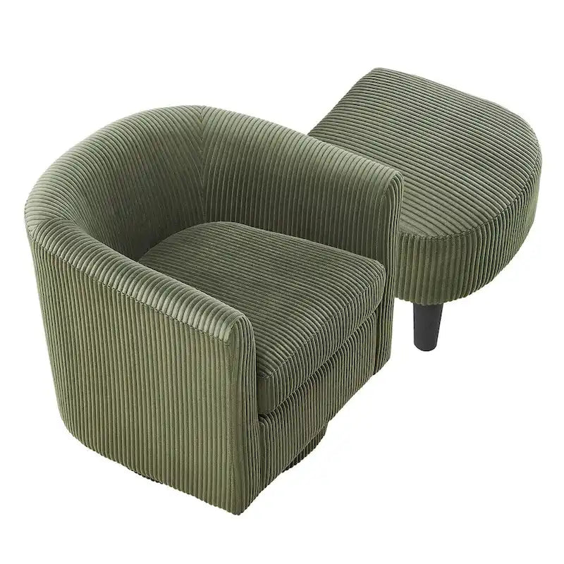 Swivel Accent Chair 360 Comfy Recliner Corduroy Arm Chair Single Sofa with Ottoman for Living Room Bedroom