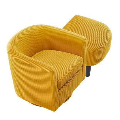 Swivel Accent Chair 360 Comfy Recliner Corduroy Arm Chair Single Sofa with Ottoman for Living Room Bedroom