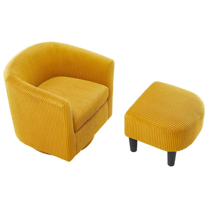 Swivel Accent Chair 360 Comfy Recliner Corduroy Arm Chair Single Sofa with Ottoman for Living Room Bedroom