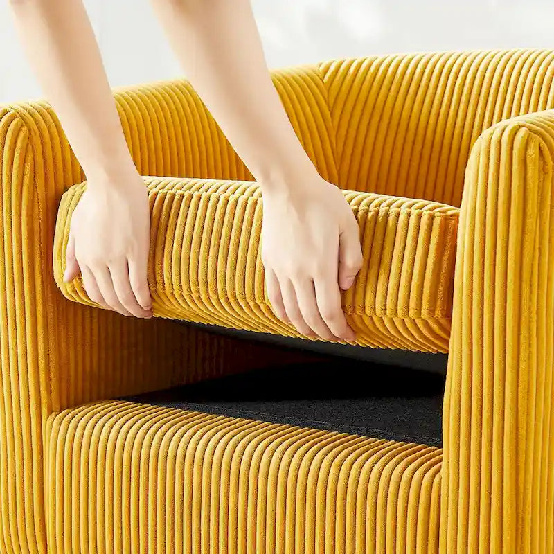 Swivel Accent Chair 360 Comfy Recliner Corduroy Arm Chair Single Sofa with Ottoman for Living Room Bedroom