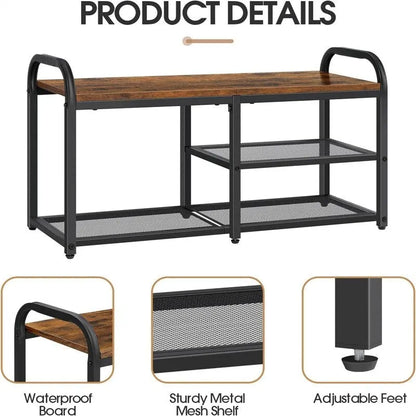 3 Tier Shoe Rack for Entryway - 11.82D x 31.7W x 17.56H