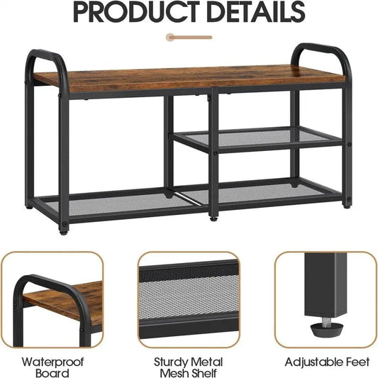 3 Tier Shoe Rack for Entryway - 11.82D x 31.7W x 17.56H