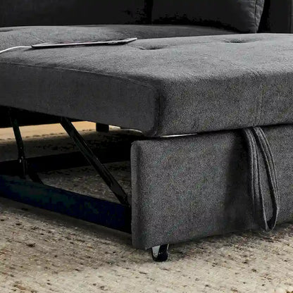 2-Seat Sleeper Sofa Bed with USB Power Outlet, Side Pockets and Lumbar Pillow