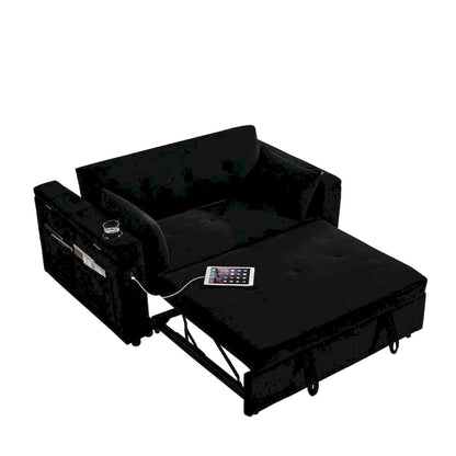 2-Seat Sleeper Sofa Bed with USB Power Outlet, Side Pockets and Lumbar Pillow