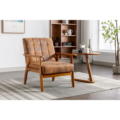 Mid-Century Modern Wooden Upholstered Accent Arm Chair