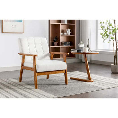 Mid-Century Modern Wooden Upholstered Accent Arm Chair