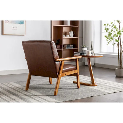 Mid-Century Modern Wooden Upholstered Accent Arm Chair