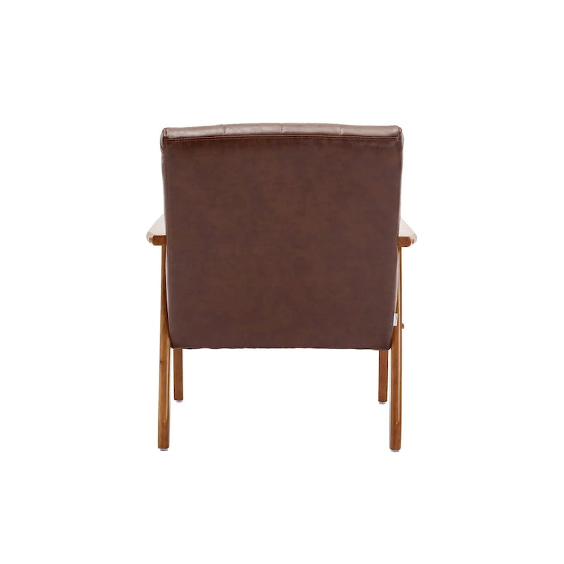 Mid-Century Modern Wooden Upholstered Accent Arm Chair