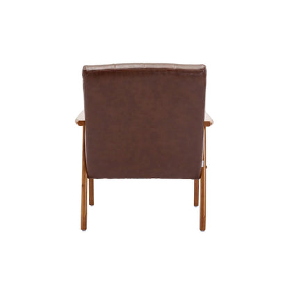 Mid-Century Modern Wooden Upholstered Accent Arm Chair